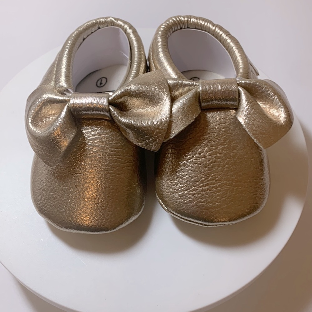 Gold Bow Moccasins - Premium Leather